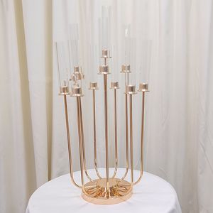 Novo em forma de U-shaped 10-head candlestick casamento principal mesa decoração ferro arte lu yin hotel modelo decoração ornamentos senyu658
