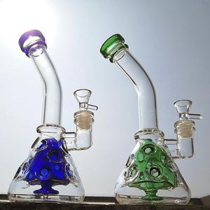 Glass Beaker Bongs Hookahs Showerhead Perc Fab Egg Recycler Bong 9 Inch Swiss Perc Dab Rig 4mm Thick Clear Waterpipe For Smoking MFE09 14 Female Joint Wholesale