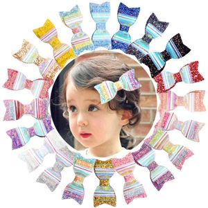 30Pcs Colorful Radiant Glitter Sequins Baby Girls Hair Bows Alligator Hair Clips for Girls Toddlers and Kids LJ201226