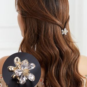 CHIMERA Cute Small Flower Hair Claw Clips Elegant Rhinestones Crystal Hairgrip Metal Clamps Accessories for Girl Women Ornament J0113