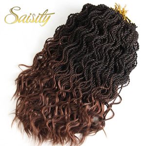 14 Polegada Senegalês Twist Hair Ombré Tranças de Crochê Tranças Sintéticas Crochês Tranças de Cabelo 35 fios/pçs Pontas Encaracoladas LS24