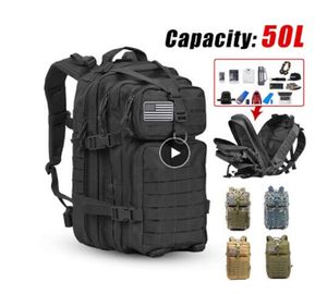 50L Large Capacity Men Tactical Backpack 3P Softback Outdoor Waterproof Bug Rucksack Hiking Camping Hunting Bags