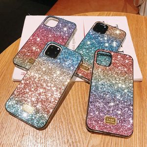 Ny Brand Diamond Glitter Premium Rhinestone Case Designer Women Defender Telefon Väska till iPhone 12 11 Pro XR XS Max 6 7 8 Plus