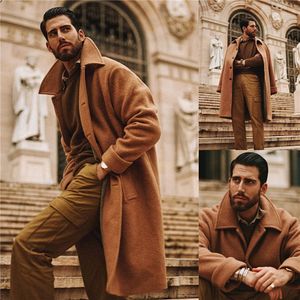 Thich Теплое мужское длинное пальто костюмы высокого качества коричневые мужчины смокинг мужские выпускные ужин Blazer костюм только один куртк