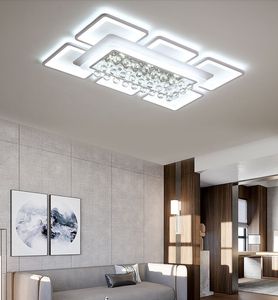 Lampadario di cristallo rettangolare a led moderno in acrilico bianco per soggiorno Lampada moderna da soffitto