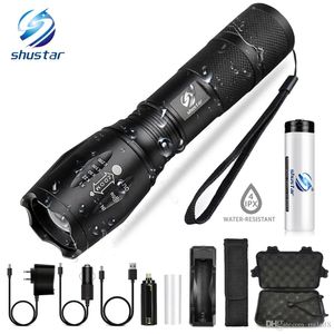 Led flashlight Ultra Bright torch T6 L2 V6 Camping light 5 switch Modes 10000 LM Zoomable Bicycle Light use 18650 battery