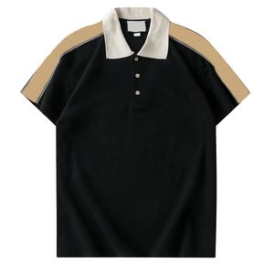 Polo da uomo di design estivo con maniche a lettera, stampa, tinta unita, casual, alla moda, traspirante, con risvolto, polo britannica