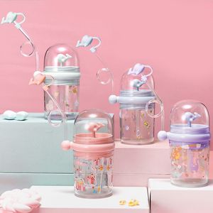 260ML Water Bottle Infant Cup Children Whale Sprays Water for Baby Play Learn Feeding Juice Milk Bottles Kids Cups with Straws 20220222 H1