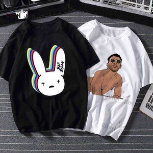 Schlechte Bunny Lustige T Hemd Männer Unisex Baumwolle Harajuku Kausalen T-Shirt Mann/Frauen T-shirt Grafik Hip Hop Top Tees männlichen Streetwear G1222