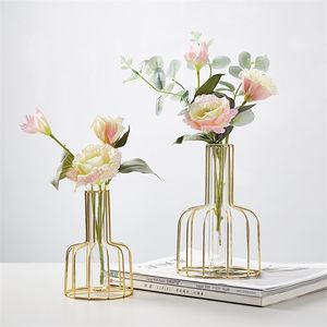 Wholesale small terrarium resale online - Transparent Hydroponic Glass Vase Decoration Home Nordic Gold Vase Vases for Flowers Small Terrarium Living Room Decoration LJ201208