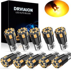 Luzes de emergência 10x T10 W5W LED Bulbo CANBUS Error 2825 194 3014 24Smd Acessórios do carro Leitura Leitura Auto Amarelo Azul Red1