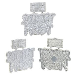 Iced Out Kvinnor Män Full Cubic Zircon Paved Silver Färgbrev Stkeet PKIEST CHARM Pendant Halsband för Punk Hip Hop Smycken Partihandel