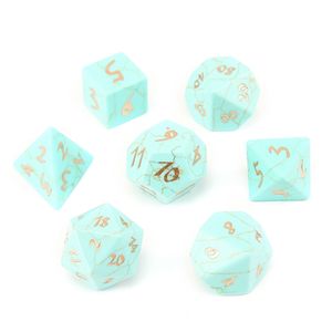 Síntese turquesa solta pedras preciosas gravar masmorras e dragões-número-número-dice-dice personalizado papéis de pedra jogo de jogo Polyhedron pedras Dados conjunto de ornamento por atacado