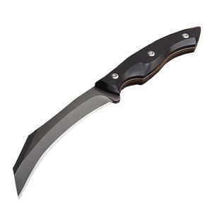Karambit Outdoor Survival Claw Knife 440C Lama rivestita in titanio Full Tang G10 Manico Coltelli a lama fissa con fodero in pelle H5440