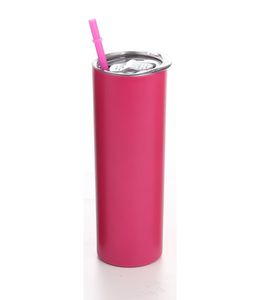 Skinny Tumbler Straight Cup Lid Straw 304 Rostfritt stål Dubbelvägg Vakuumisolering Sömlös inre ölkaffe -vattenflaska CFYL0090