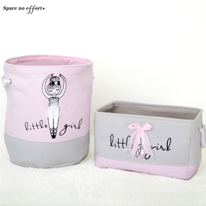 Tvättkorg arrangör rosa leksaker arrangör fall för flickor rum smutsiga kläder behållare hemlagring sundries vikning väska lj201209