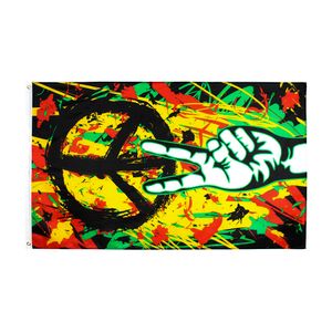 Rasta Peace Grafitti Flag Wholesale 3x5ft Preço de fábrica 100% poliéster para decoração