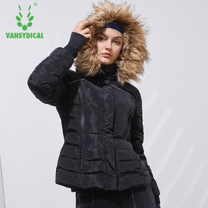 Vansydical Winter Sports Down Coat Women Running Jacket Outdoor Workout Hoodies Thermal Windproof Fitness Jogging Sportswear Top