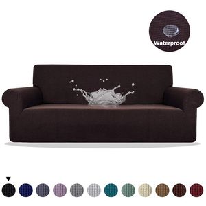 Sofa Cover Waterproof Solid Color High Stretch Slipcover All-inclusive Elastic Couch Cover Sofa Covers For Dining Room LJ201216