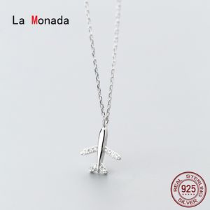 La Monada Aircraft 925 Sterling Silver Halsband för kvinnor Flygplan 925 Silver Chain Halsband Kvinnor Smycken Koreansk Kvinna Q0531