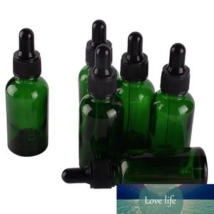 6 SZTUK 30 ml 1 uncji zielone szklane butelki kroplomierze z pipetami puste perfumy butelki płynne słoiki
