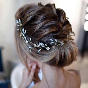 Klipy do włosów Barrettes Artifical Moonstone Leaf Pearl Flower Headband Zestaw kolczyk Zestaw panny młodej Bridal Tiara Crown Hairband Accessorie