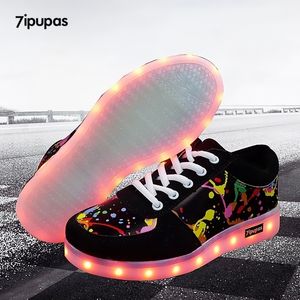 7ipupas Led illuminano le scarpe per bambini Nuovi 11 colori sneakers luminose usb ricaricabile unisex bambini ragazzo ragazza Graffiti scarpa led 201130