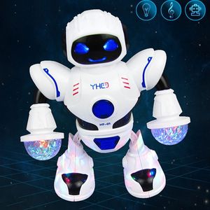 ABS-Kunststoff Electric Intelligent Roboter Space Modell Q Version Action Puzzle Spielzeug Smart für Kinder Musik Electric Dance Roboter LJ201105