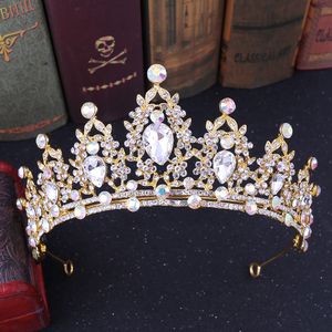 2021 Yeni Vintage Barok Gelin Tiaras Aksesuarları Balo Şapkalar Çarpıcı Sheer Kristaller Düğün Tiaras ve Taçlar 1923