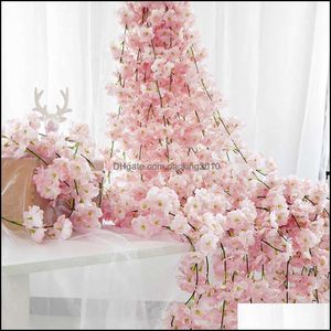 Decorative Flowers & Wreaths Festive Party Supplies Home Garden 4Pc/Set 180Cm Sakura Cherry Blossom Vine Y Wedding Arch Decoration Layout Ra