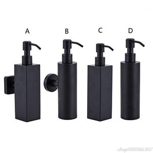Dispensador de sabão líquido 200ml montagem de parede casa de banho e loção pompa garrafa de aço livre torre de aço shampoo preto s30 20