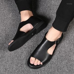 Neue Sommer Männer Sandalen Freizeit Strand Männer Casual Schuhe Aus Echtem Leder männer Sandalen Schnalle Herren Roman1