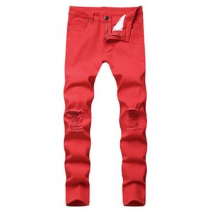 Man Hole Elasticity Jeans Fashion Trend Pocket Casual Ripped Denim Trousers Designer Male Autumn New Teenager Slim Zipper Pencil Pants