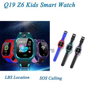 Q19 Barn Smart Klockor Z6 SmartWatches SOS Tvåvägssamtal Röst SIM kort LBS Plats Dubbla kamera Anti Lost Children Tracker