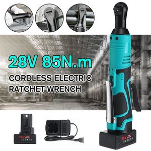 28V 電動レンチ 3/8 インチ コードレスラチェット直角レンチ 1/2 バッテリーキット付き 充電式足場 85N.m 最大 Y200323