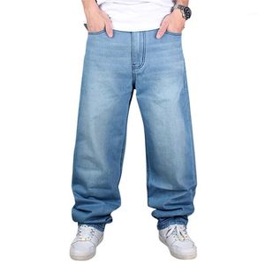 Men's Jeans Wholesale-2021 Men Hip Hop Skateboard Baggy Denim Hit Pants Fashion Casual Loose Rap Street Wear 30-421