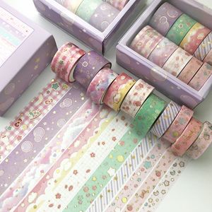 10 pz/set Kawaii Rosa mondo oro Nastro Adesivo Decorativo Nastro Adesivo Washi Fai Da Te Scrapbooking Etichetta Adesiva Cancelleria Giapponese