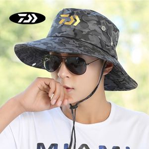 Daiwa Men's Summer Summer Outdoor Fishing Hat Fashion Camouflage Big Brim Sun Hat Mountaineering日焼け止めサイクリング調整可能なハットY200714