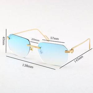 Vendita di occhiali da sole in metallo di moda Uv400 Protezione senza piede 18K maschi d'oro e femmine Sun occhiali da sole Shield retrò occhiali incorniciati Menhrri