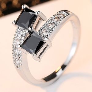 Star Rings Filled Rings for Women Fashion Jewelry finger ring with Genuine Black CZ