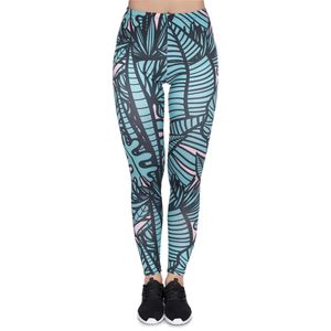 새로운 도착 레깅스 mujer 녹색 열 대 잎 인쇄 legging feminina 레깅스 피트 니스 여자 바지 운동 레깅스 LJ201006