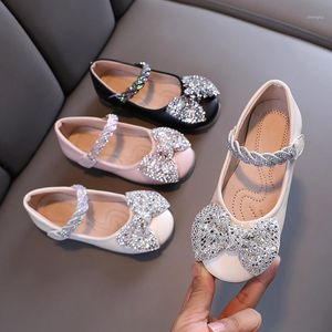 Sandaler Barnens babyflickor med båge Toe Flat för Kids Party Sparkly Shoes 21-30