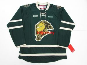 MAGLIA DA HOCKEY CUCITA PERSONALIZZATA DEI CAVALIERI DI LONDON OHL VERDE CCM AGGIUNGI QUALSIASI NUMERO DI NOME MAGLIA DA UOMO PER BAMBINI XS-5XL