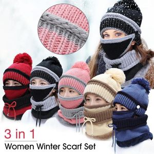 Winter Warm Suit, Ladies' Scarf Knitted Fedora, Hat And For Outdoor Sports, Horseback Riding, Skiing Cycling Caps & Masks