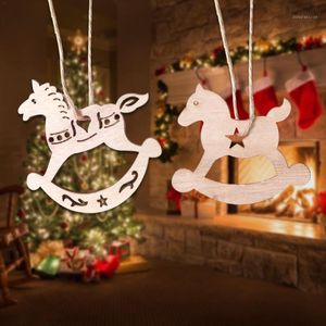 Wholesale vintage rocking horses for sale - Group buy Christmas Decorations PC Wooden Nordic Vintage DIY Tree Rocking Horse Pendant Decoration Decorations1
