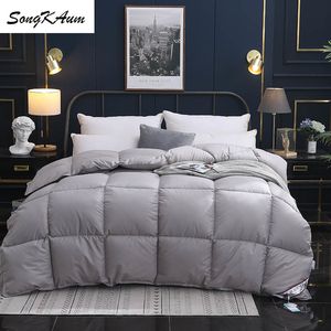 SongKAum 95 % White Goose Duck Down Quilt Duvets High-end comfortable home Comforters 100% Cotton Cover King Queen Full Size LJ201015