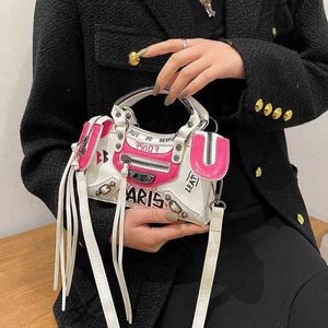 Einkaufstaschen Mode Street Style Frauen Schulter PU Leder Persönlichkeit Graffiti Mini Handtaschen und Geldbörsen Umhängetasche Messenger 2022 220304