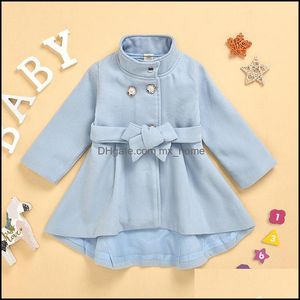 Kızlar Elbiseler Bebek Çocuk Giyim Bebek, Annelik Giysileri Yün Dantel-up Trençkot Elbise Çocuk Katı Renk Palto Sonbahar Kış Bout