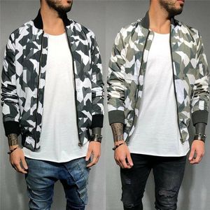 Męskie Kurtki Męskie Kurtka Dorywczo Kamuflaż Trench Outwear Zip Up Bomber Baseball Tops Płaszcz Zima