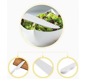Kitchen Knife For Kids Saftey Knife Lettuce Salad Knife Serrated Plastic Cutter Slicer Cake Bread Cook Children DIY 28.5*5CM SN5109